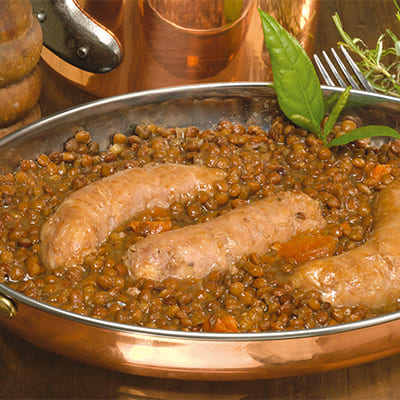 Saucisses de Toulouse aux lentilles cuisinées 660g